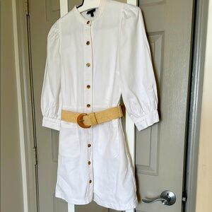 White Button-Up Jean Dress